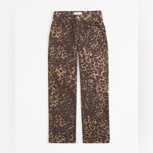 Flying Angel - Leopard Print High-Rise Straight Leg Women’s Jeans - Brown